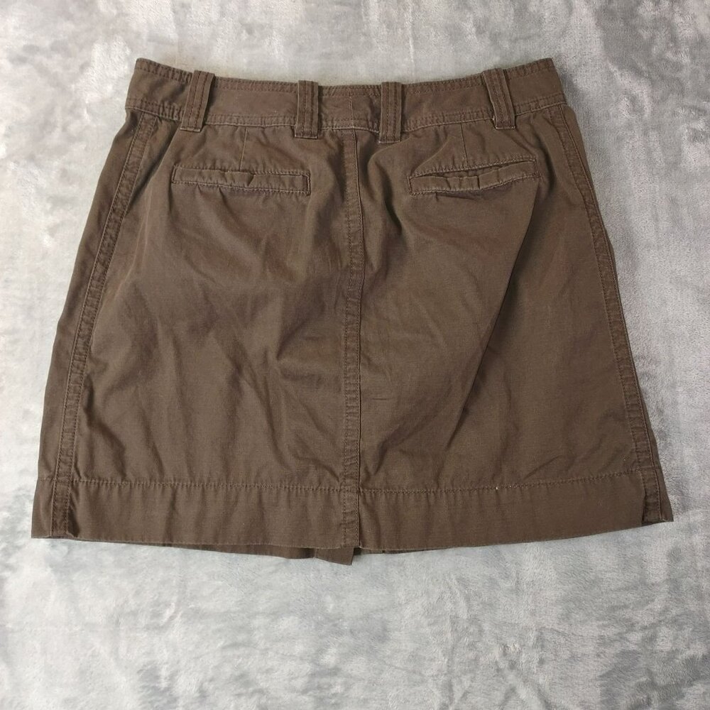 J Crew Womens‎ Button Front Mini Skirt Brown Size 4 100%Cotton Casual Preppy Y2K - Picture 5 of 9